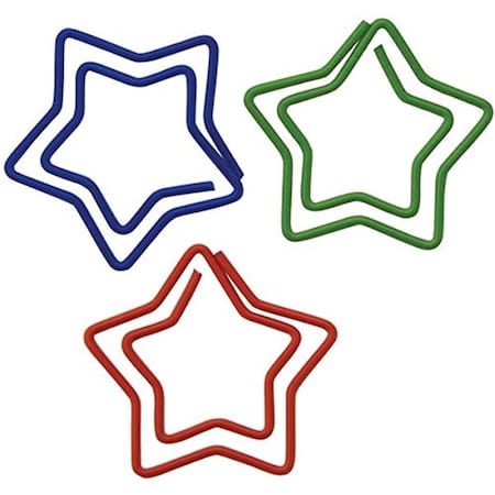 Baumgartens Star Vinyl Coated Paper Clips 20 Pack ASSORTED Colors, 20PK 24330